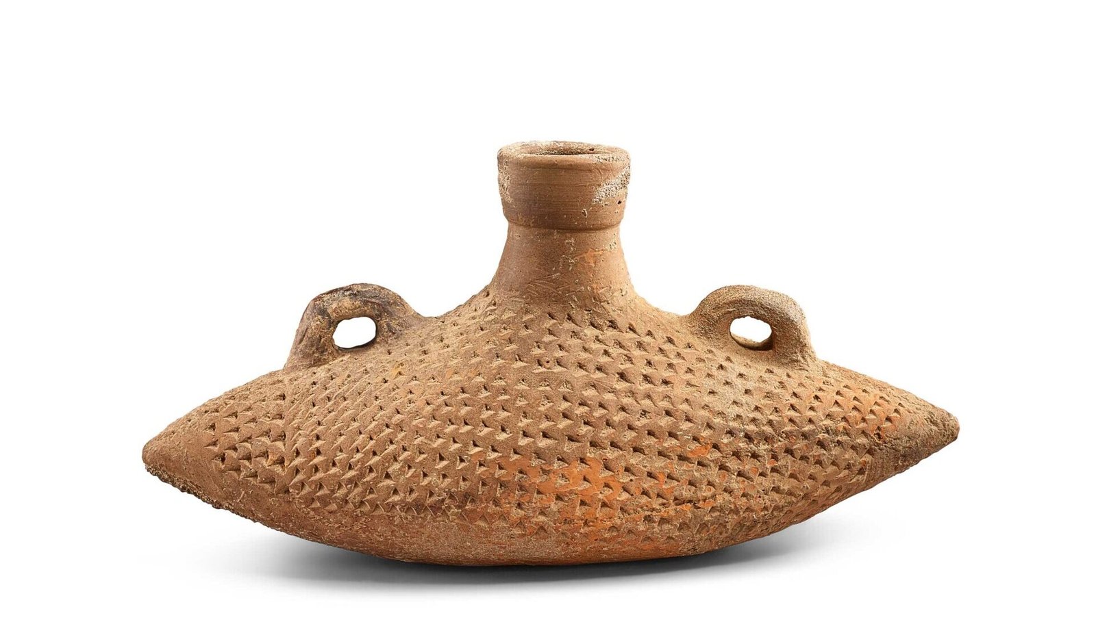 仰韶文化 半坡類型 紅陶錐刺紋船形壺