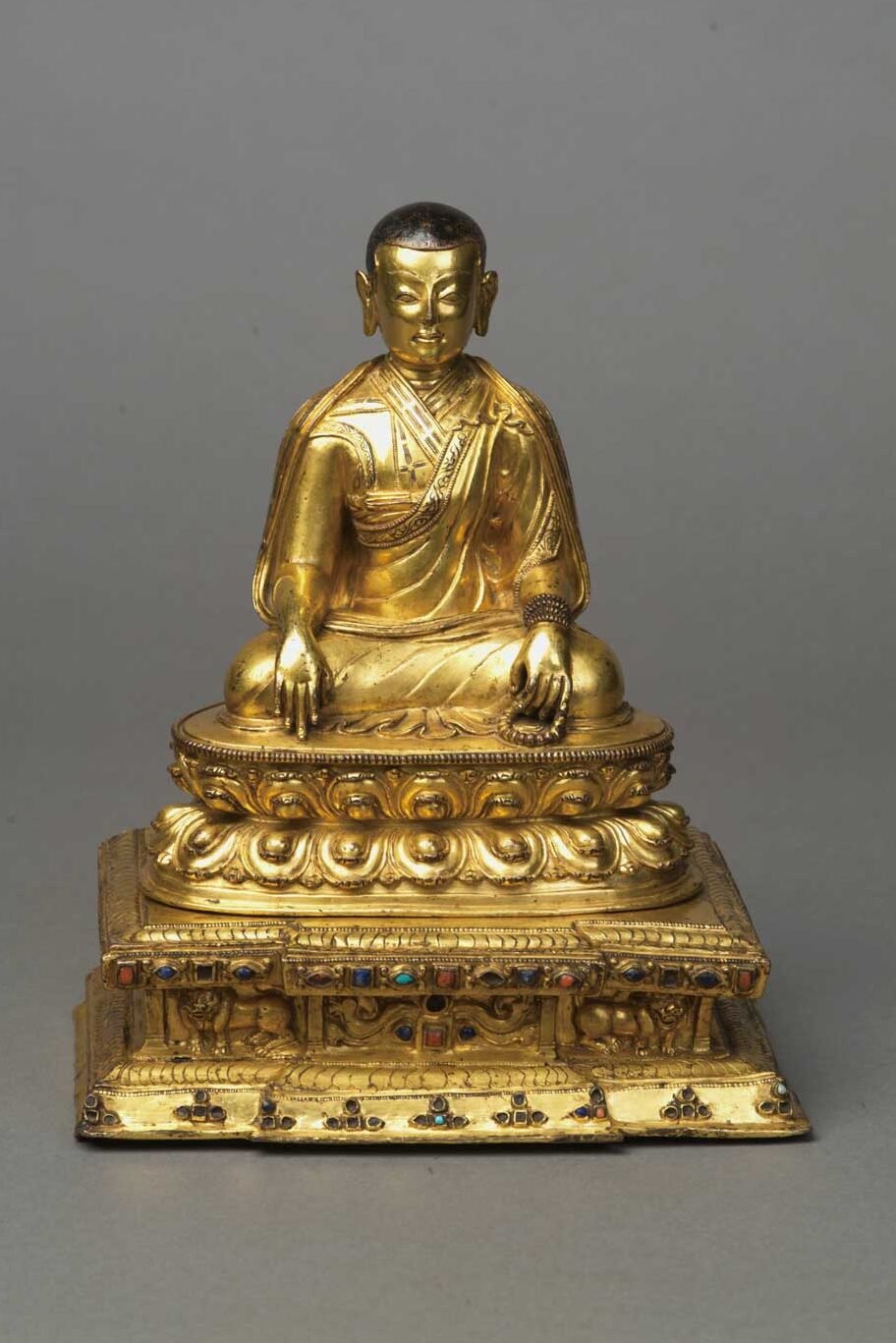 15世紀 紅銅鎏金 上師 Lama 藏中