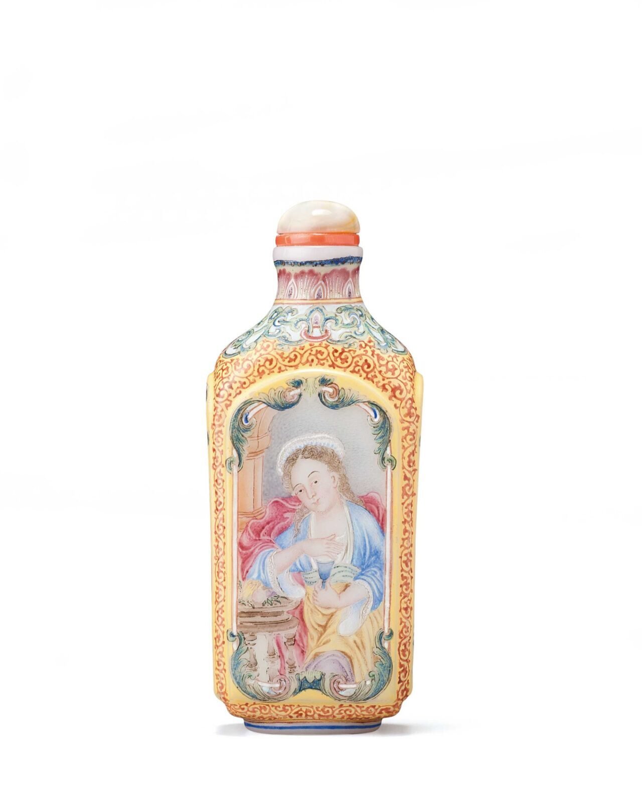 鼻煙壺 二重作り 乾隆年製 安値で出品 （黄肌に梅の木と鶯図模写鼻煙壺  