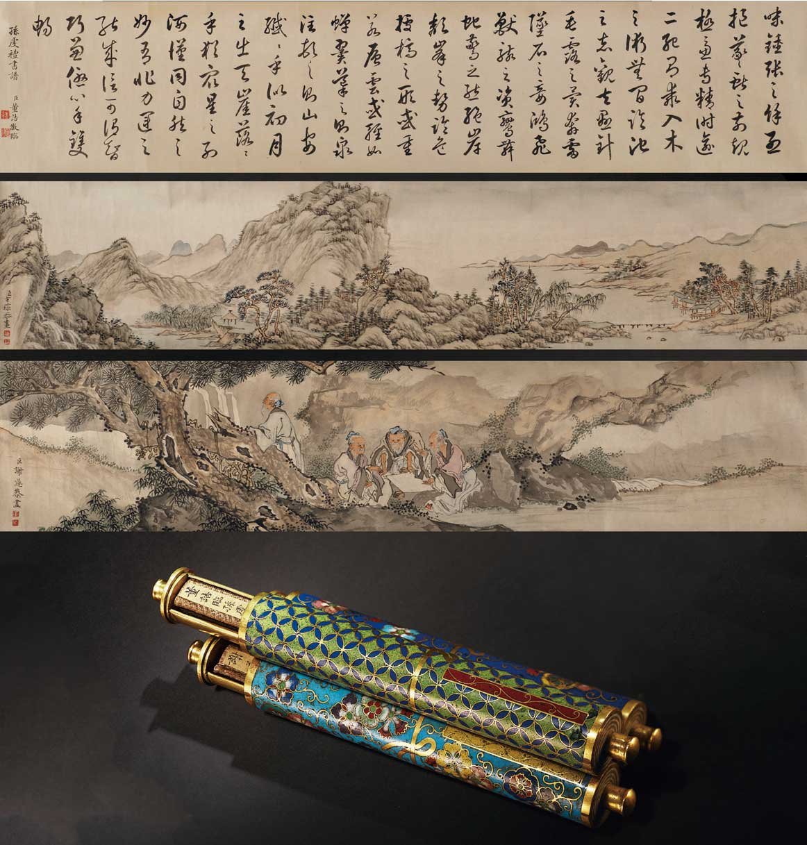 中国古美術・純銅ボディ・鎏金・掐絲・琺瑯彩・景泰藍・魚缶・文房具・賞