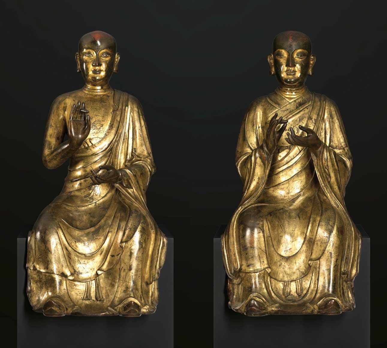 鎏金銅羅漢坐像一對 2022 中國佛像雕塑 十大天價