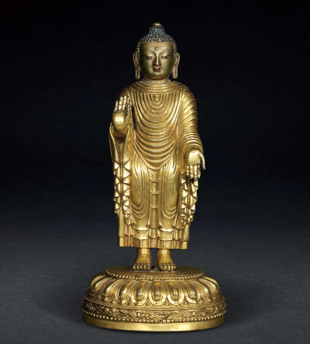 鎏金銅彌勒佛立像《大明永樂年施》六字刻款 2022 中國佛像雕塑 十大天價