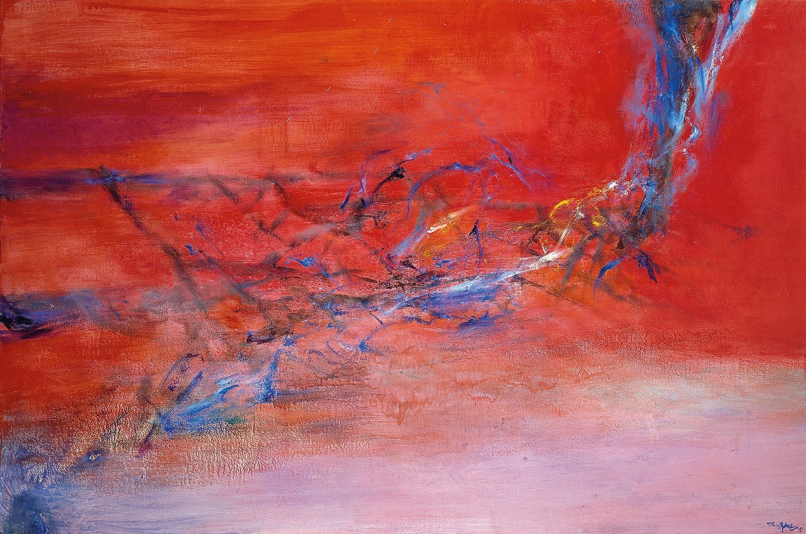 趙無極〈紅色大地 - 16.01.2005〉